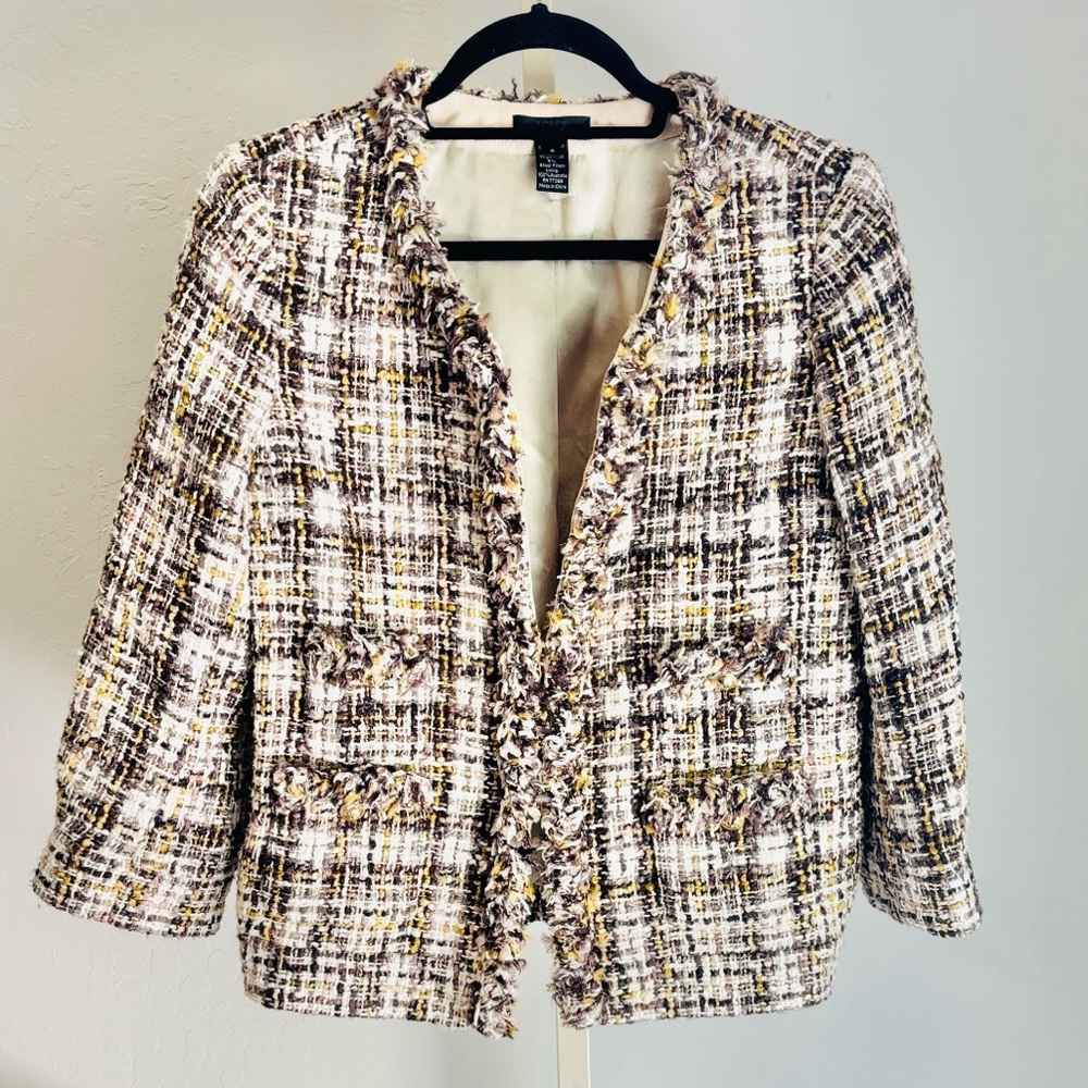 J.Crew Neutral Taupe & Cream Mix Tweed
Jacket, Size 8